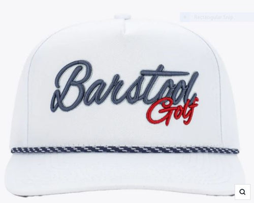 Barstool Sports Golf 5-Panel Rope Twill Snapback Hat - White