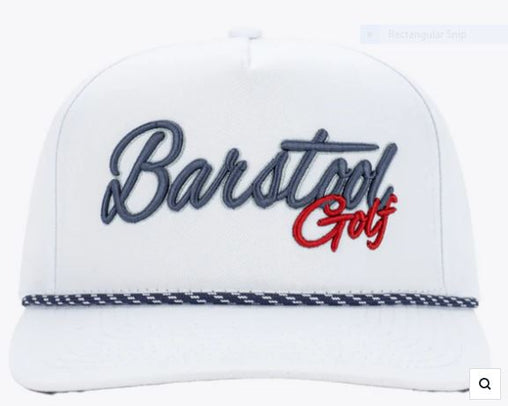 Barstool Sports Golf 5-Panel Rope Twill Snapback Hat - White