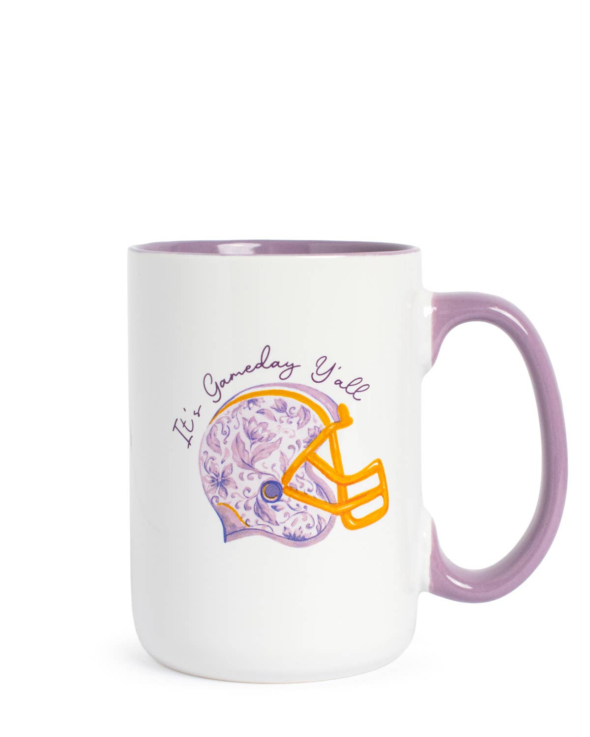 Gameday Y'all Coffee Mug   White/Purple/Yellow   16oz