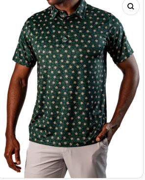Pins and Aces Dark Azalea Augusta 2026 Men's Polo - Dark Green Size Medium