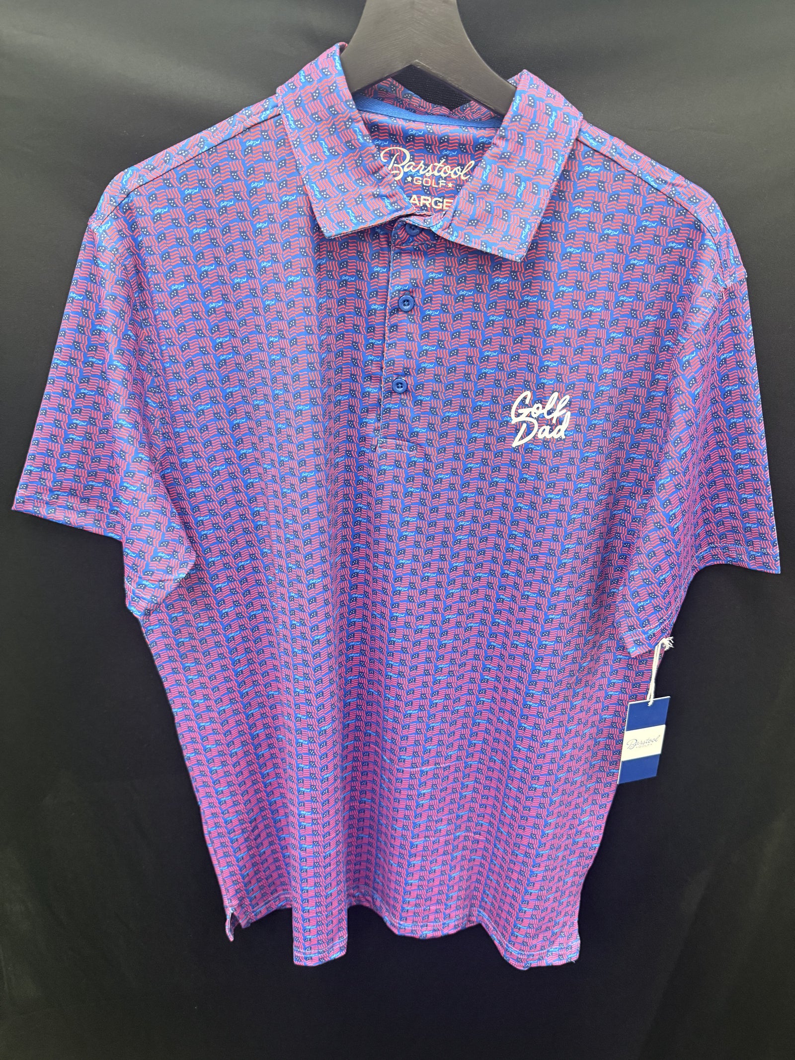 Barstool Sports American Flag Golf Dad Polo - Blue/Red