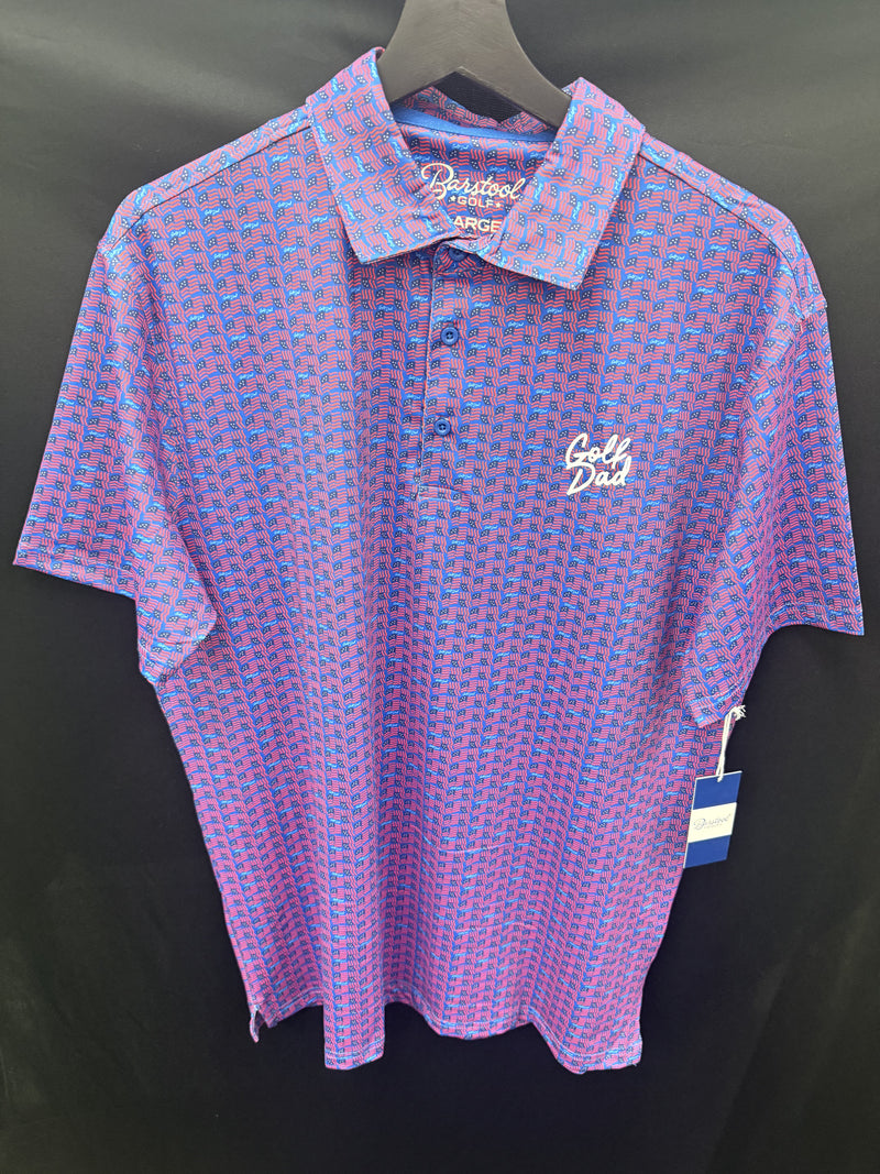 Barstool Sports American Flag Golf Dad Polo - Blue/Red