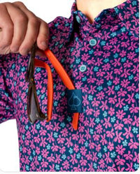 Pins and Aces Full Bloom Men's Polo - Navy Multi