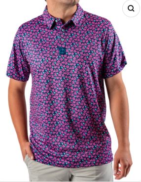 Pins and Aces Full Bloom Men's Polo - Navy Multi