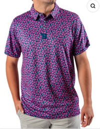 Pins and Aces Full Bloom Men's Polo - Navy Multi
