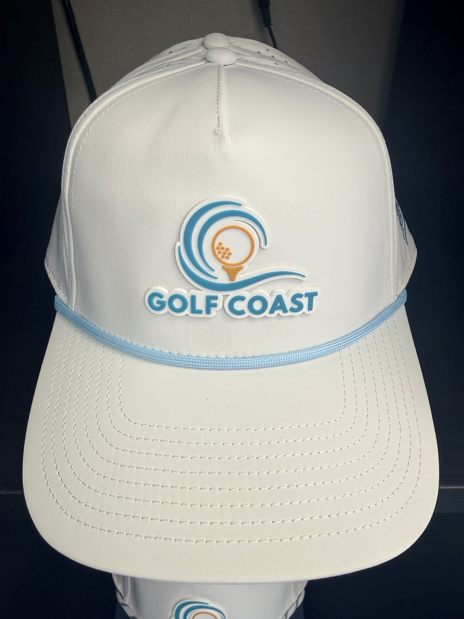 Branded Bills Golf Coast Logo 3 Curved 5 Panel Rope Hat - White