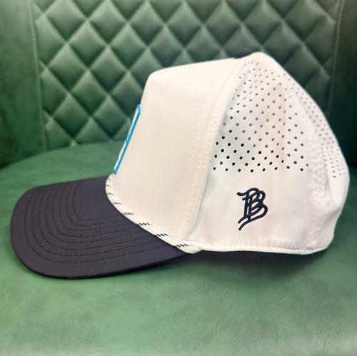 Branded Bills Golf Coast Logo 2 Curved 5 Panel Rope Men's Hat - White/Black