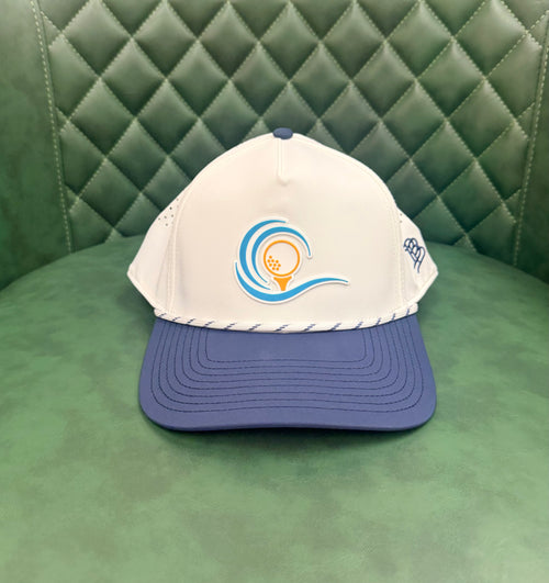 Branded Bills Golf Coast Curved Logo 5 Panel Rope Men's Hat - White/Blue