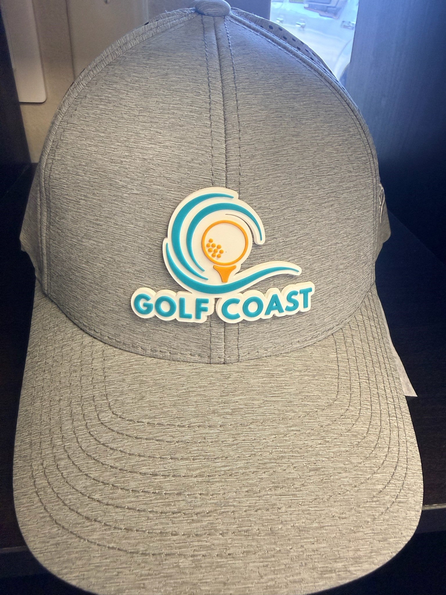 Branded Bills Golf Coast Logo 3 Curved Performance Men's Hat - Heather Gray