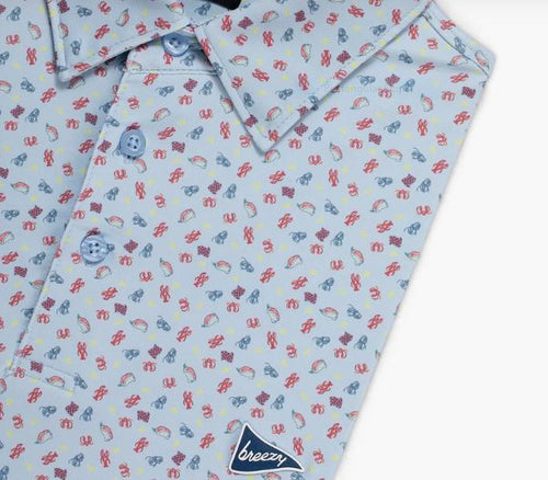 Breezy The Lobster Rolls Men's Polo - Lt Blue Multi