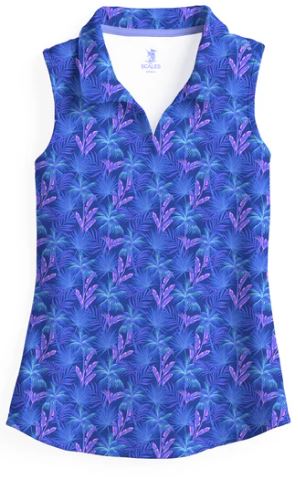 Scales Palm City Women's Sleeveless Polo - Deep Blue