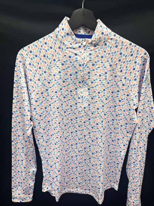 Scales Cabana Women's Long Sleeve 1/4 Zip - White Multi