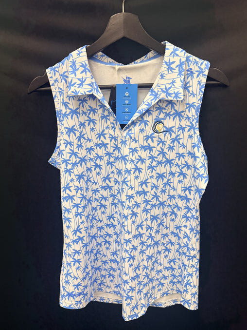 Scales Breezy Women's Sleeveless Polo - White/Blue Bird