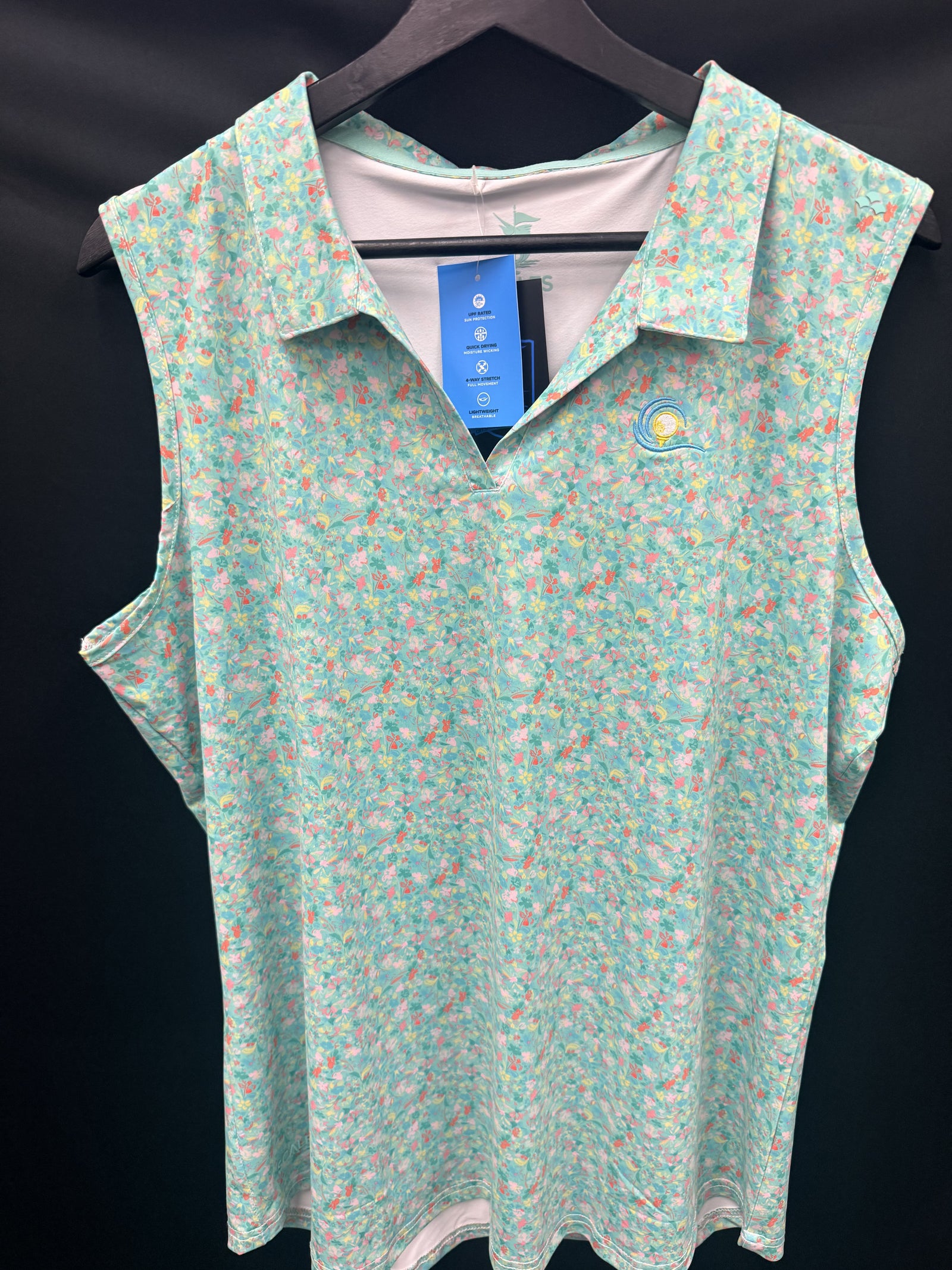 Scales Flower Girl Women's Sleeveless Polo - Keys Green