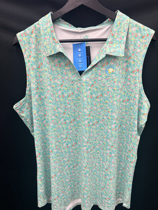 Scales Flower Girl Women's Sleeveless Polo - Keys Green
