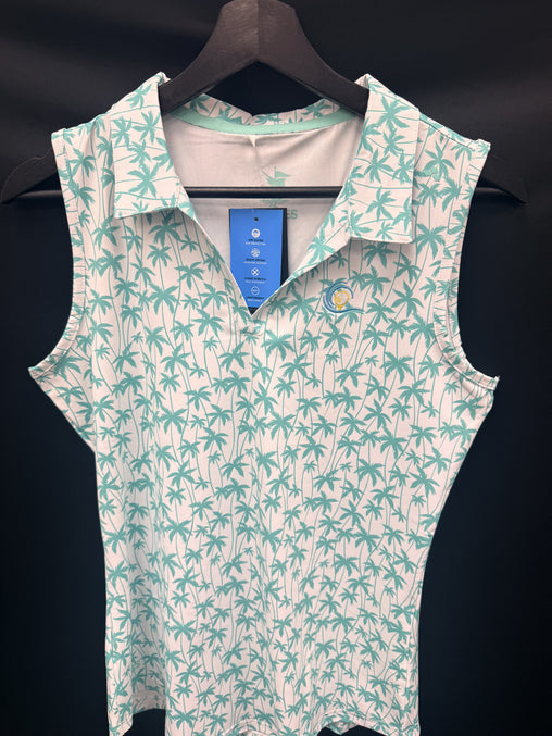 Scales Breezy Women's Sleeveless Polo - White/Keys Green