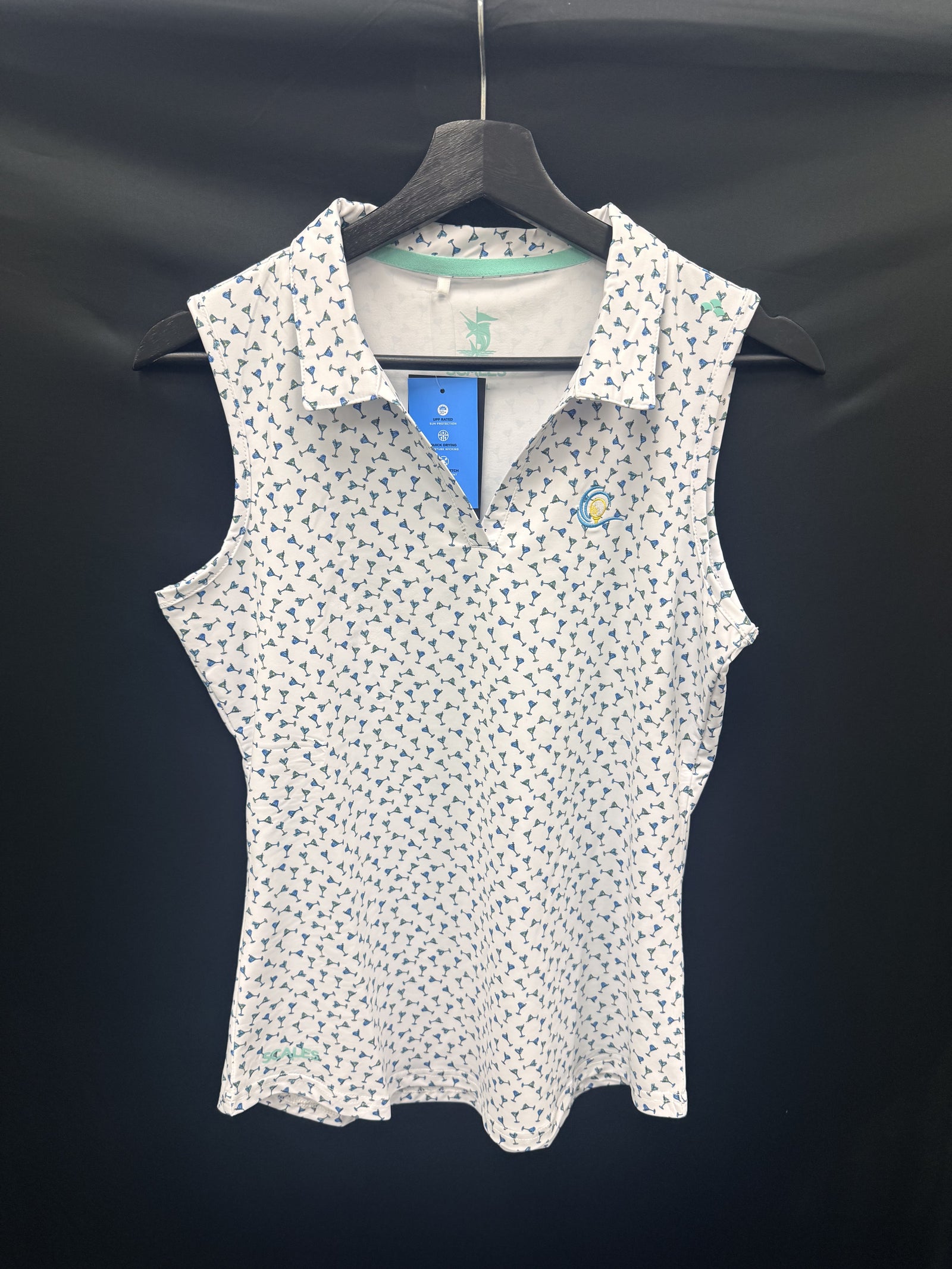 Scales Martini Wave Women's Sleeveless Polo - White/Keys Green