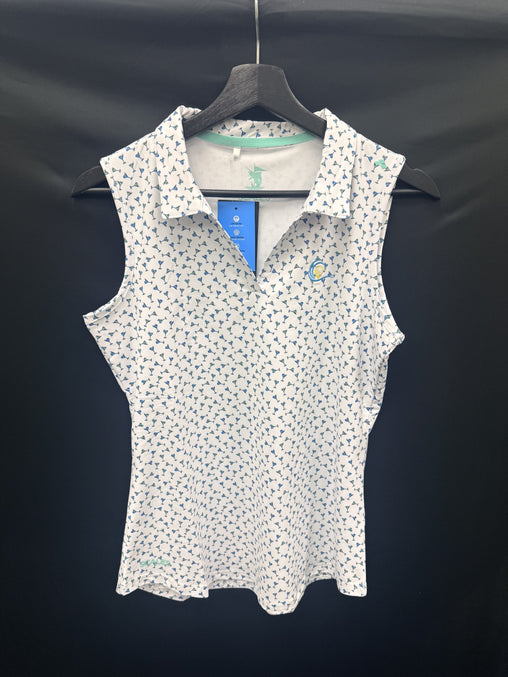 Scales Martini Wave Women's Sleeveless Polo - White/Keys Green