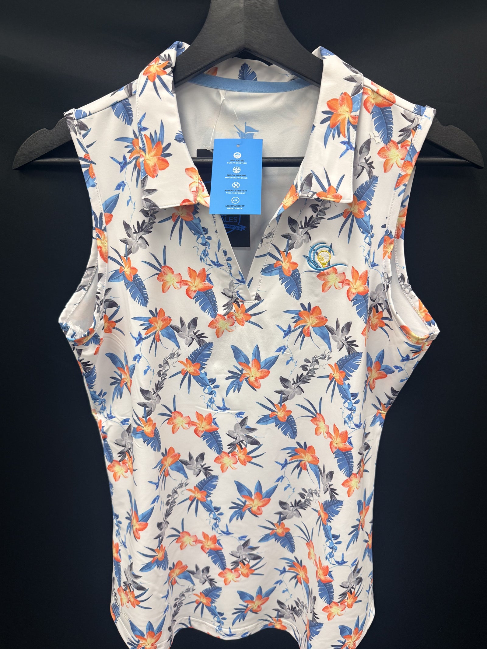 Scales Topo Flowers Women's Sleeveless Polo - White