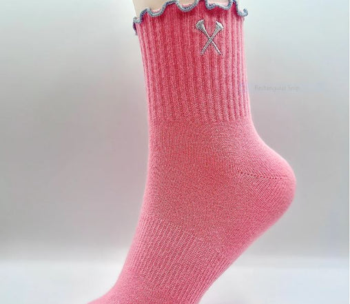 Golf By QD Tee Religion Embroidered Socks - Pink