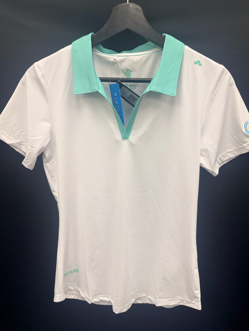 Scales Offshore Core Women's Polo - White/Keys Green