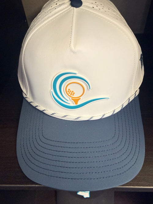 Branded Bills Golf Coast Curved Logo 5 Panel Rope Men's Hat - White/Blue