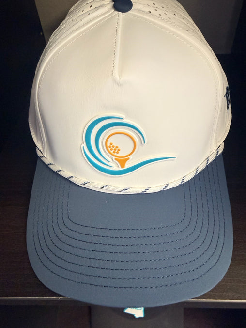 Branded Bills Golf Coast Curved Logo 5 Panel Rope Men's Hat - White/Blue