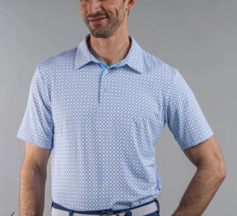 Scales Pattern Men's Polo - Powder Blue