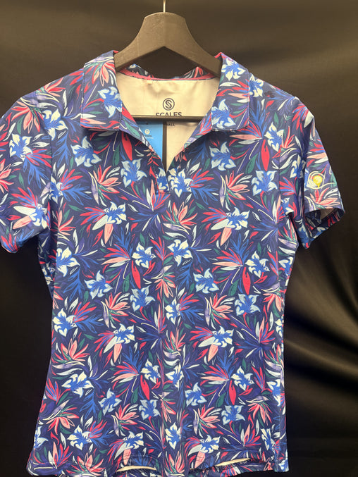 Scales Wild Flowers Women's Polo - Marine